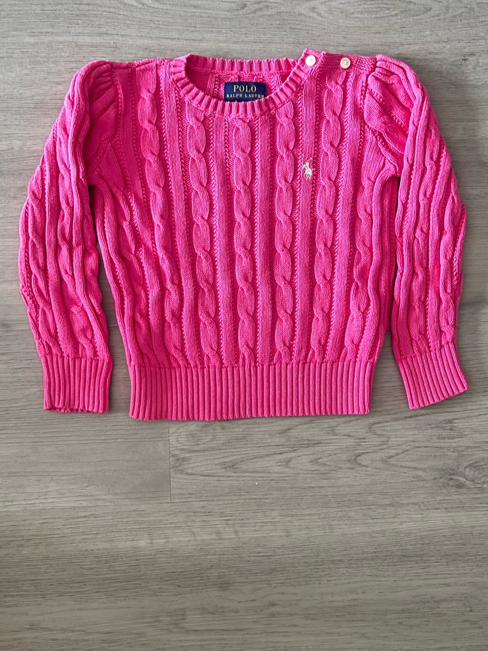 Polo by Ralph Lauren Hot Pink Cable-Knit Crewneck Sweater